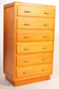 MID CENTURY TEAK WOOD UPRIGHT PEDESTAL CHEST OF DRAWERS
