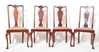 EIGHT EDWARDIAN MAHOGANY QUEEN ANNE DINING CHAIRS