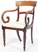 19TH CENTURY REGENCY MAHOGANY BAR BACK DESK OFFICE CHAIR