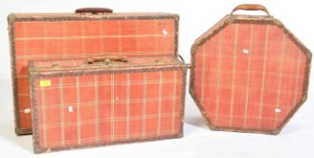 THREE RETRO TARTAN SUITCASES - OF THEATRE HISTORY INTEREST