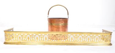 1930S BRASS FIRE FENDER & COPPER COAL BUCKET