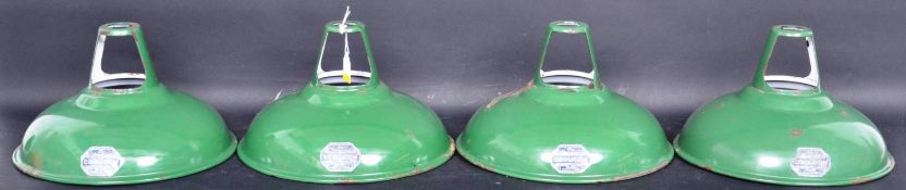 20TH CENTURY INDUSTRIAL GREEN ENAMEL LIGHT SHADES