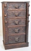 19TH CENTURY VICTORIAN CARVED OAK WELLINGTON CHEST