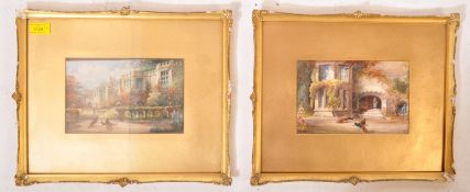 PAIR OF EDWARDIAN WATERCOLOUR PAINTINGS - HADDON HALL