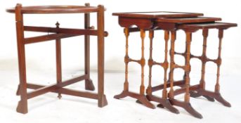 REGENCY REVIVAL MAHOGANY & LEATHER NEST OF TABLES