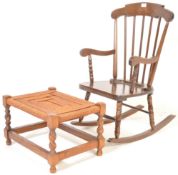 20TH CENTURY MAHOGANY CHILDREN ROCKING CHAIR AND STOOL