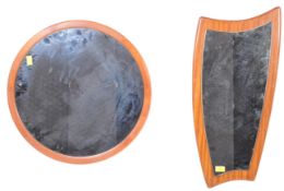 2 X MID CENTURY SPACE AGE TEAK WOOD WALL MIRRORS