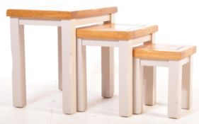 CONTEMPORARY CHUNKY OAK FURNITURE LAND NEST OF TABLES