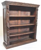 VICTORIAN 19TH CENTURY CARVED OAK OPEN WINDOW BOOKCASE