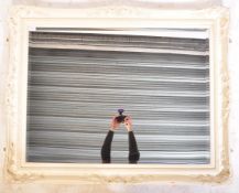 20TH CENTURY PAINTED FRENCH VERSAILLES OVERMANTEL MIRROR