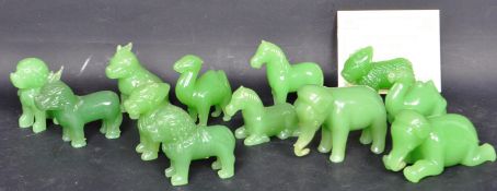 SET OF FRANKLIN MINT HEIRLOOM GLASS CHINESE JADE STYLE FIGURES