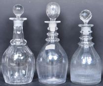 THREE GEORGIAN & VICTORIAN GLASS DECANTERS