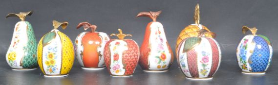 COLLECTION OF ROYAL WORCESTER FRUIT CANDLE SNUFFERS