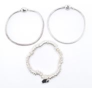 THREE SILVER BRACELETS INCLUDING CHAMILIA