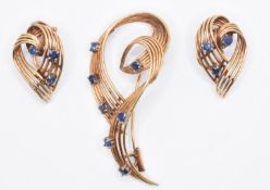 VINTAGE 15CT GOLD & SAPPHIRE JEWELLERY SUITE
