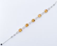 SILVER & CITRINE LINE BRACELET