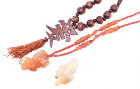 TWO CHINESE NECKLACES & A PENDANT