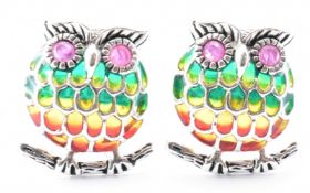 PAIR OF SILVER & PLIQUE A JOUR CUFFLINKS