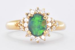 18CT GOLD OPAL & DIAMOND RING