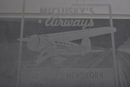 McCLUSKY'S AIRWAYS - 20TH CENTURY ADVERTISING GLASS PANEL