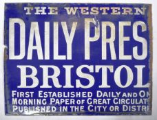 THE WESTERN DAILY PRESS - BRISTOL - EARLY 20TH ENAMEL SIGN