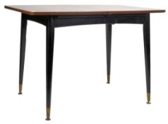 RETRO VINTAGE TEAK DINING TABLE WITH EBONISED LEGS