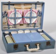 BREXTON - MID CENTURY PICNIC TRAVEL HAMPER WITH CONTENTS