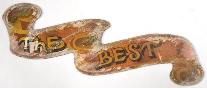 THE BEST - EARLY 20TH CENTURY FAIRGROUND PAINTED SIGN