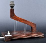 VINTAGE 20TH CENTURY ART DECO OAK AND GLASS TABLE LAMP