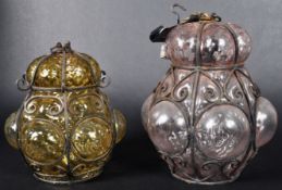 TWO VINTAGE ITALIAN SEGUSO MURANO BLOWN GLASS LANTERNS