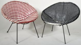 PAIR OF WICKER CANE SATELLITE CHAIRS