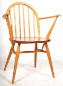 ERCOL - WINDSOR MODEL - 60'S BEACH AND ELM CARVER ARMCHAIR