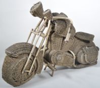 LARGE 1960S BAMBOO, RATTAN & WICKER HARLEY DAVIDSON BIKE