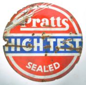 PRATTS HIGH TEST - MID CENTURY MOTORING ENAMEL SIGN