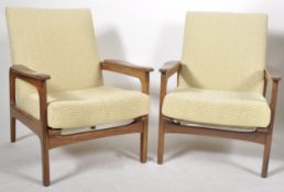 MATCHING PAIR OF MID CENTURY TEAK FRAMED MANHATTAN CHAIRS