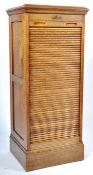 20TH ART DECO OAK UPRIGHT PEDESTAL TAMBOUR DOOR CABINET