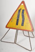 ROAD NARROWS - VINTAGE COLLAPSIBLE ROAD SIGN