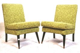 MATCHING PAIR OF 1950'S EASY LOUNGE CHAIRS WITH FLOWER UPHOLSTERY
