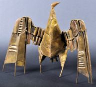 20TH CENTURY BRASS AND METAL WORKED STYLIZED BIRD SCULPTURE
