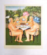 BERYL COOK (1926-2008) - TEA IN THE GARDEN - SIGNED PRINT