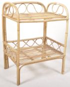 RETRO 1970S TWO TIER BAMBOO AND WICKER STAND