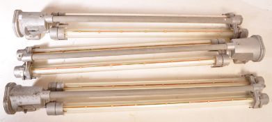 THREE LARGE INDUSTRIAL TWIN EXPLOSION PROOF LAMP LIGHTS