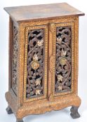 MOROCCAN CARVED PEDESTAL TWIN DOOR CABINET