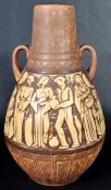 LARGE RETRO WEST GERMAN AMPHORA TWIN HANDLE VASE
