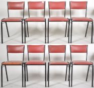 STACKING SET OF EIGHT RETRO 20TH CENTURY RED VINYL CHAIRS