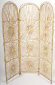 20TH CENTURY SUNBURST WICKER AND RATTAN ROOM DIVIDER SCREEN
