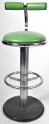 MID CENTURY CHROME & GREEN BARSTOOL