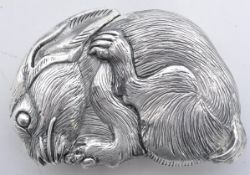 VINTAGE SILVER PLATED RABBIT VESTA CASE