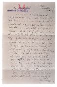 VALLABHBHAI PATEL – (1875-1950) – HANDWRITTEN LETTER
