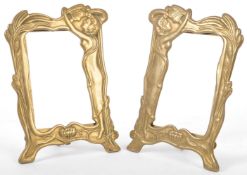 TWO ART NOUVEAU BRASS PICTURE FRAMES - PHOTO FRAMES